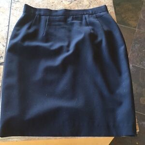 Vintage Escada pencil skirt  Wool black lined zipper button Classic size 38